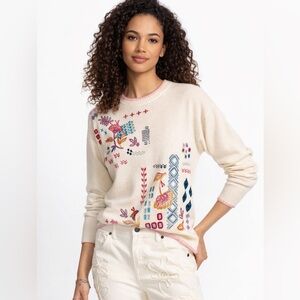 Johnny Was Ginnie Drop Shoulder Sweater M Wool Cashmere NWT $398